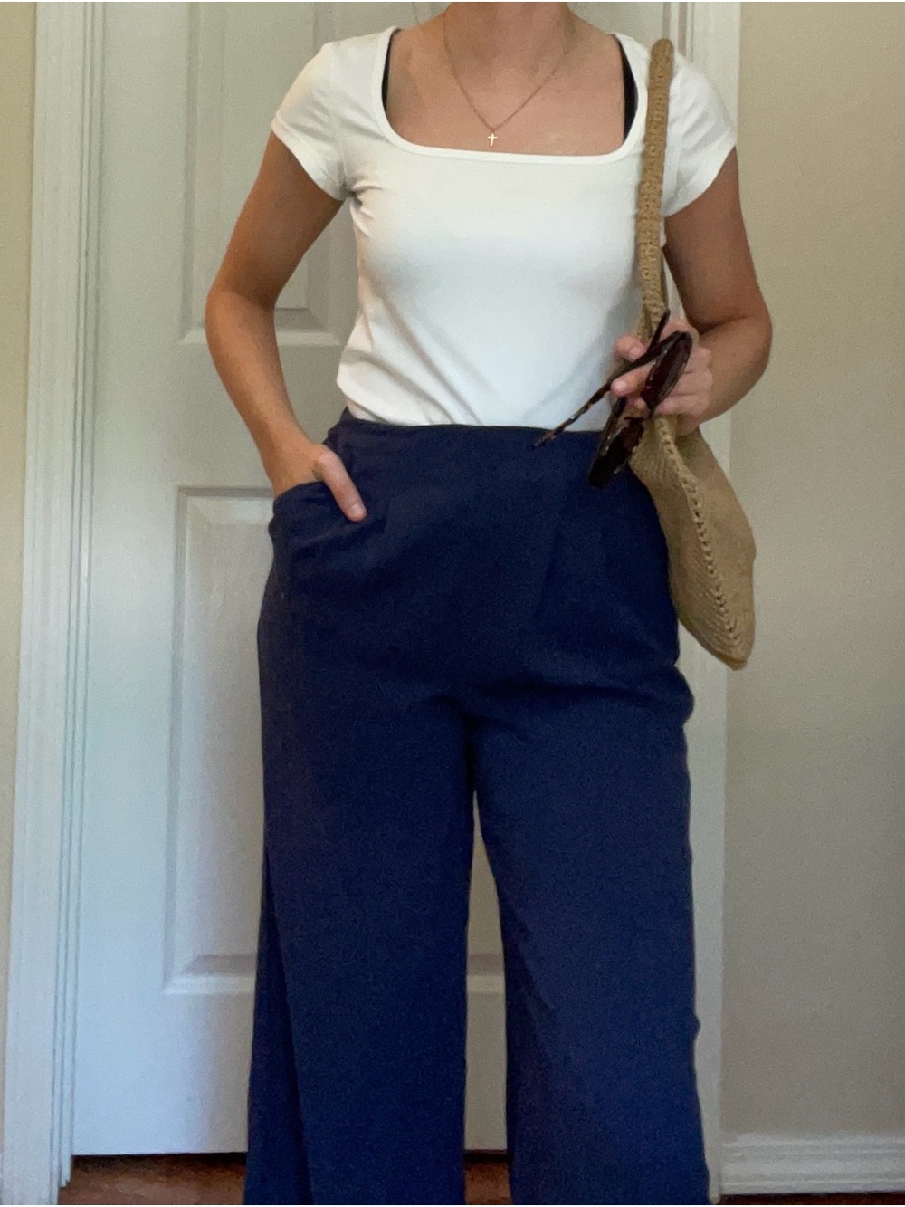 Good Luck Gem Wide-Leg Pants in Navy